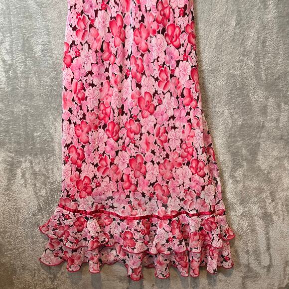 Vintage Y2K Pink Floral Ruffle Hem Dress Cottagecore Coquette Small Deadstock - Picture 7 of 10